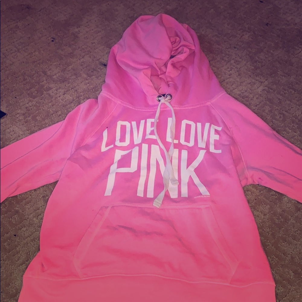 bright pink love pink hoodie